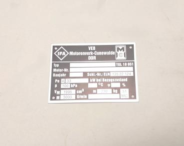 Multicar M24 M25 Typenschild Motor