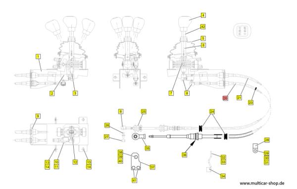 Vorwählzug Schaltung 2400mm