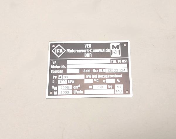 Multicar M24 M25 Typenschild Motor