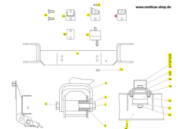 Motorträger/Motorkonsole links
