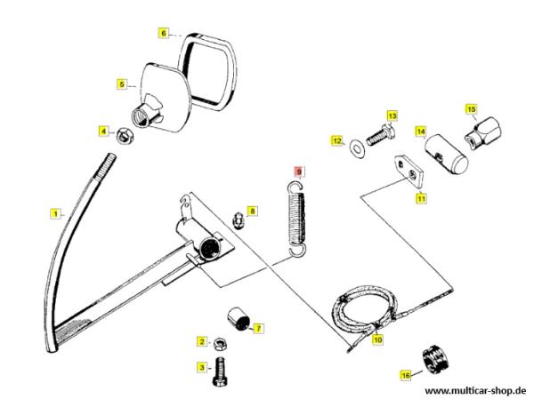 Feder Kupplungspedal / Pedal Differentialsperre